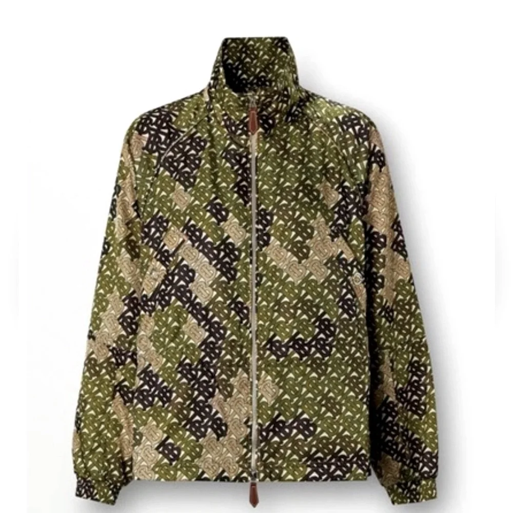 BURBERRY Camouflaged Monogram Printed Nylon Funnel-Neck Jacket - Picture 1 of 5